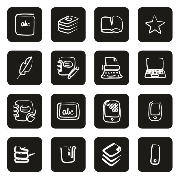 书籍出版图标徒手白色在黑色图片下载