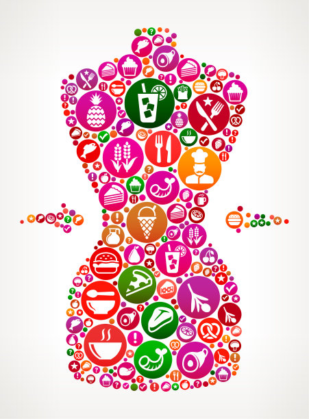 腰部食物和饮食矢量图标背景图片下载