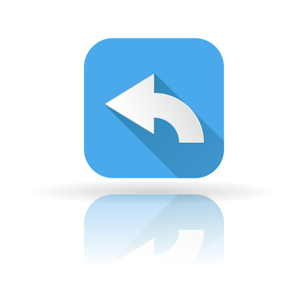 箭头图标。带有阴影和反射的蓝色标志。左箭头键图片下载