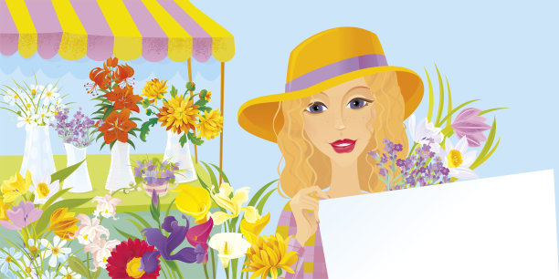 卖花的女孩卖她美丽的花图片下载