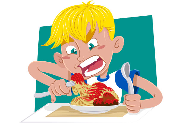 男孩吃面条图片下载