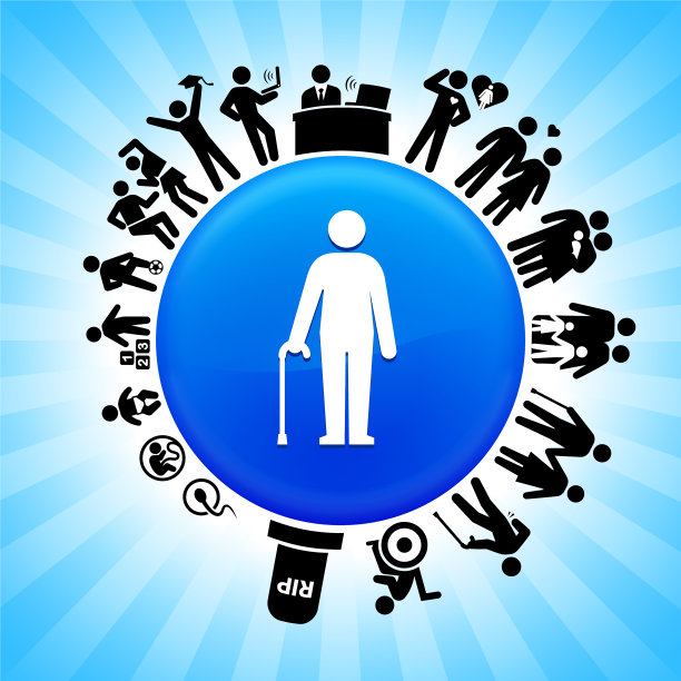 男人拄着拐杖的人生阶段图片下载