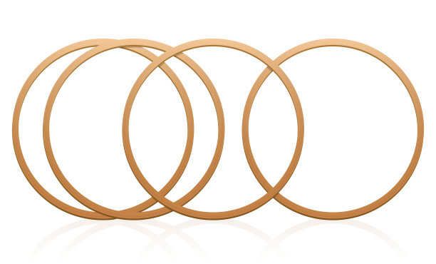 体操。木制、圆形的运动器材，用于艺术锻炼、健身和舞蹈，或作为户外游戏的玩具。孤立矢量插图在白色。图片下载