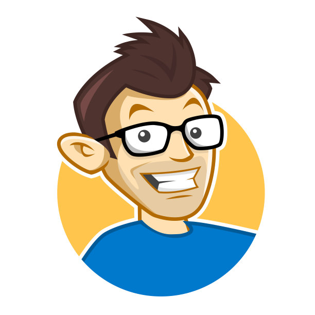 极客吉祥物，戴眼镜的书呆子角色图片下载