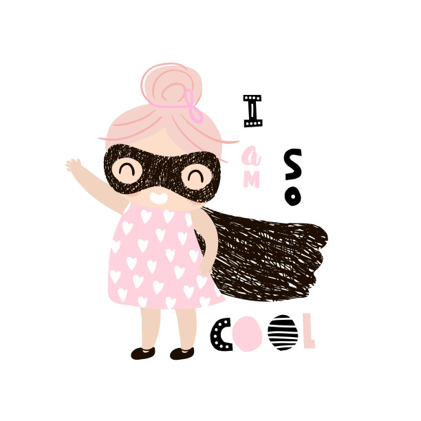 女婴超级英雄孤立在白色背景下。妈妈的英雄文字与创意的字母。完美的t恤印花，海报，卡片，婴儿送礼卡。矢量图图片下载