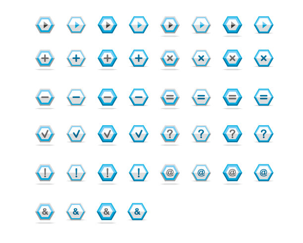 六边形按钮图标在半折叠的形式。图片下载