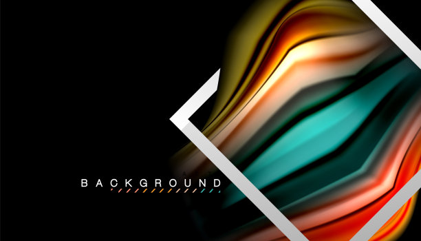 液体流体色彩全息设计配合金属风格线条造型素材图片