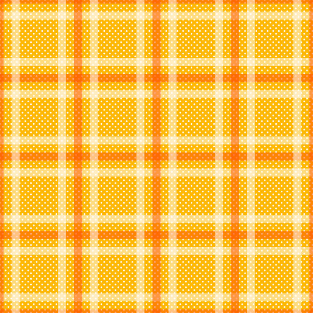 黄色橙色格子与白色条纹无缝背景。图片下载