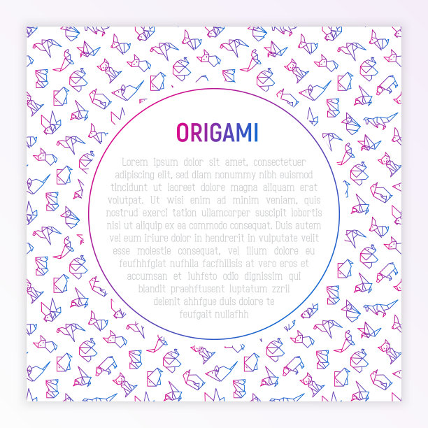 折纸概念与细线图标:企鹅，骆驼，狐狸，熊，麻雀，鱼，老鼠，鸟，大象，袋鼠，野兔，海豹，浣熊。现代矢量插图车间与地方的文本。图片下载