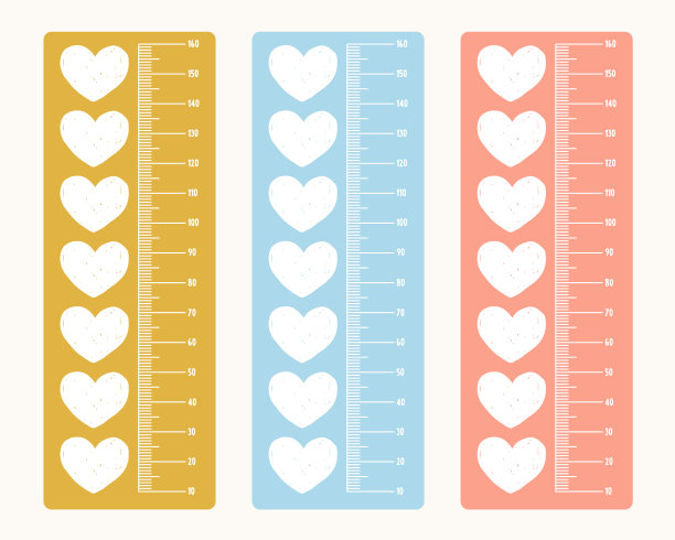 一套彩色的身高图表。可爱的儿童设计。图片下载