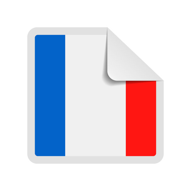 法国-正方形纸角旗矢量平坦图标图片下载
