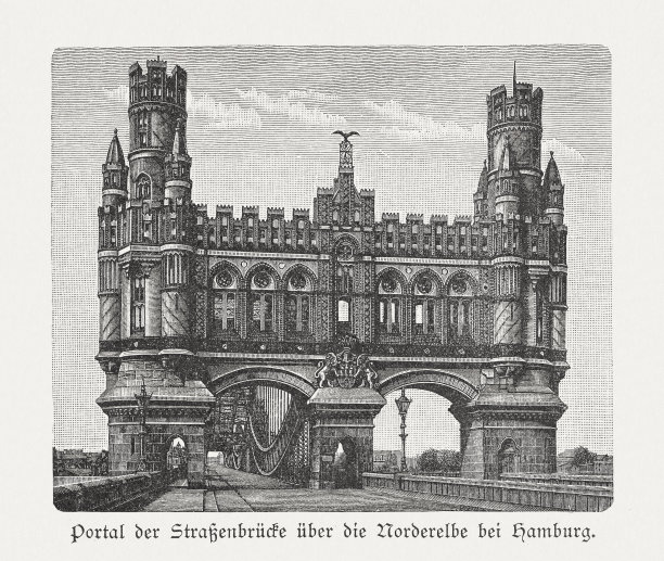 新易北桥(Neue Elbbrücke)，木刻，1897年出版图片下载