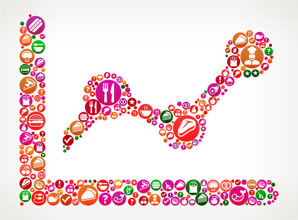 虚线图食物和饮食矢量图标背景图片下载