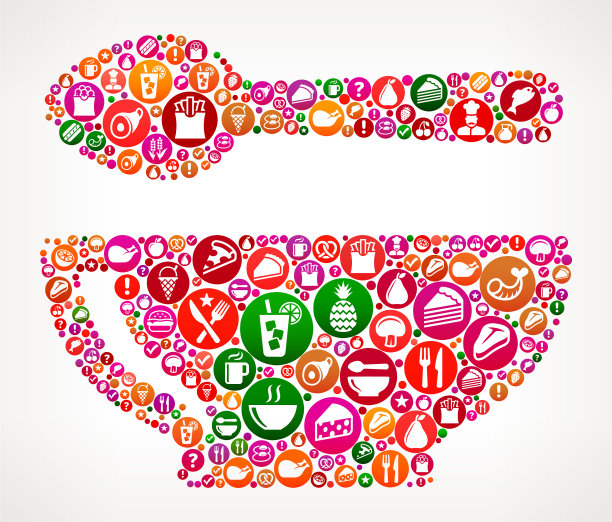 勺子和碗食物和饮食矢量图标背景图片下载