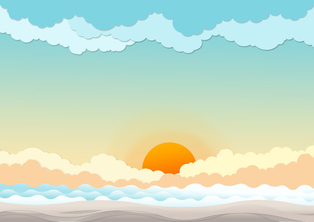 阳光和海景背景-插图图片下载