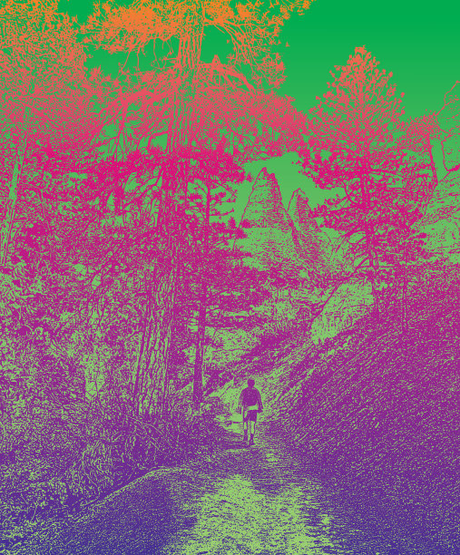 在布莱斯峡谷国家公园徒步旅行的年轻人。躲躲猫循环。图片下载