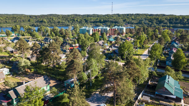 俄罗斯列宁格勒地区城市式定居点的全景图。图片下载
