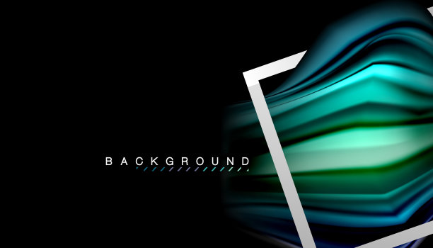 液体流体色彩全息设计配合金属风格线条造型素材图片