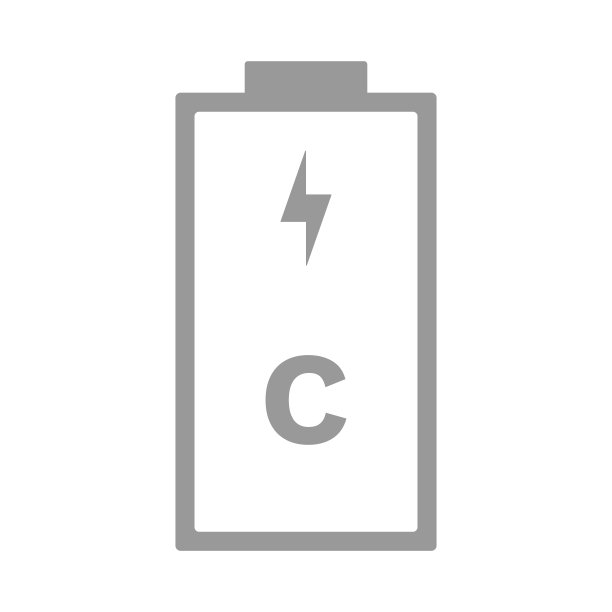 C型电池R14电池尺寸矢量图标图片下载