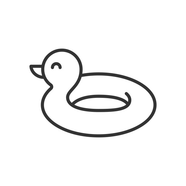 黑色孤立轮廓图标的鸭圈橡胶在白色的背景。环形橡胶的线条图标。图片下载