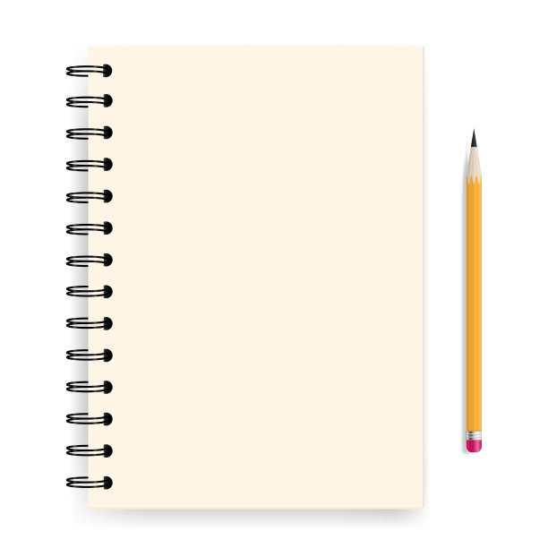 笔记本和铅笔复制空间孤立的白色背景。矢量插图。图片下载