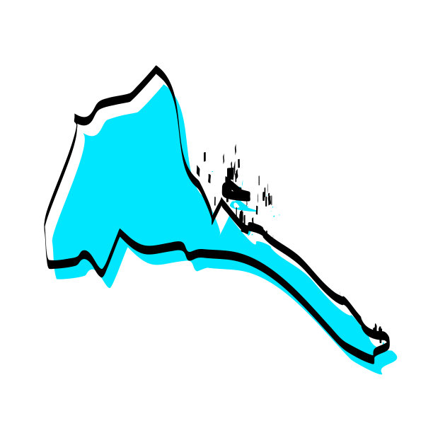 厄立特里亚地图手绘在白色背景上，设计新潮图片下载