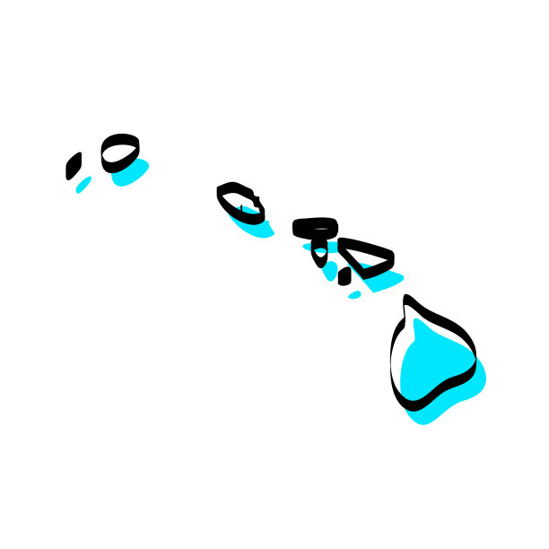 夏威夷地图手绘在白色背景上，设计新潮图片下载