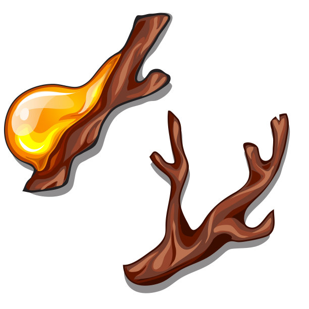 滴树脂的树枝，孤立在白色背景上。矢量图图片下载