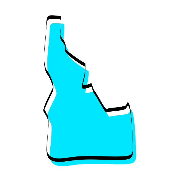 爱达荷地图手绘白色背景，设计新潮图片下载