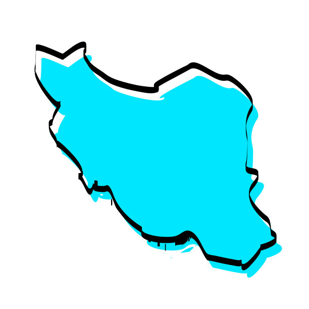 伊朗地图手绘在白色背景上，设计新潮图片下载