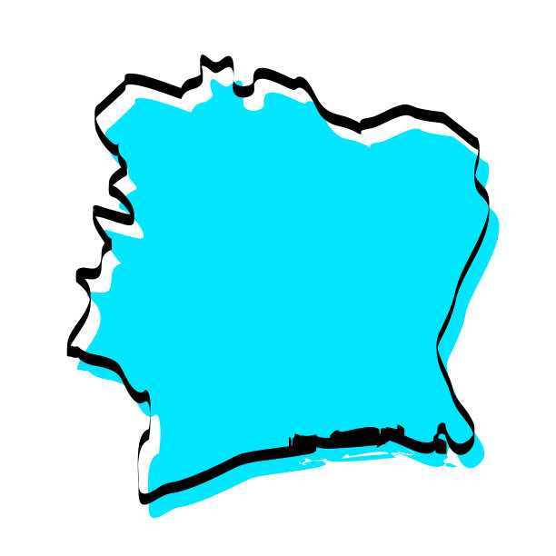 象牙海岸地图手绘在白色的背景，时尚的设计图片下载