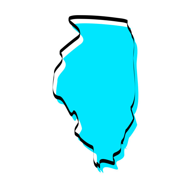 伊利诺斯州地图手绘在白色背景上，设计新潮图片下载