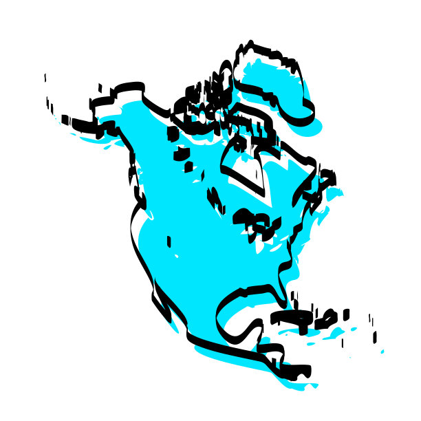 北美地图手绘在白色背景上，设计新潮图片下载
