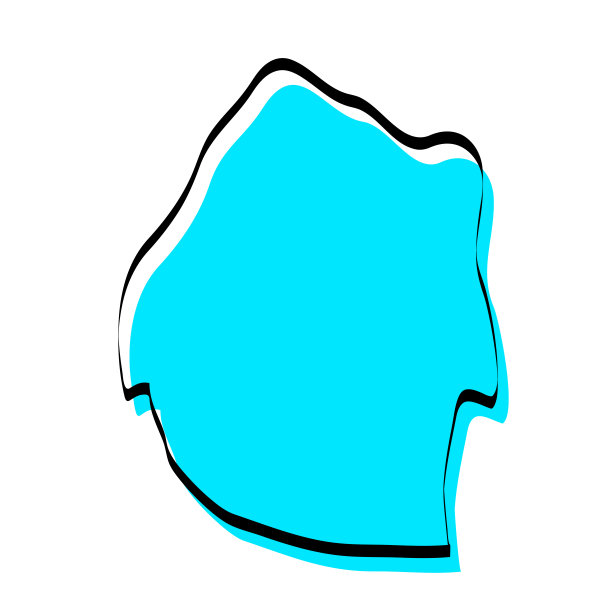 斯威士兰地图手绘在白色背景上，设计新潮图片下载