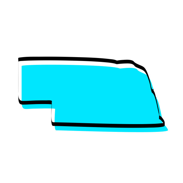 内布拉斯加州地图手绘白色背景，设计新潮图片下载