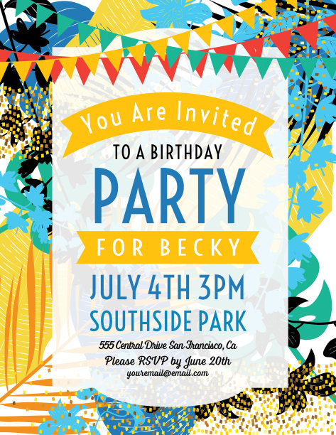 热带植物邀请模板图片下载