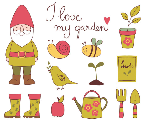 手绘花园剪辑艺术集图片下载