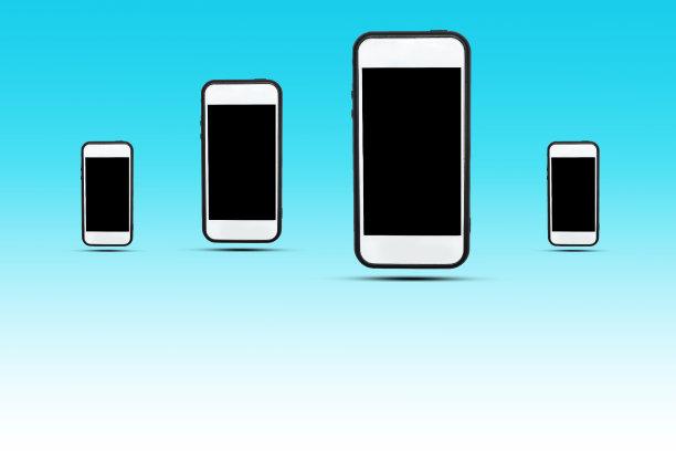 智能手机浅蓝色背景的商业和技术概念图片下载