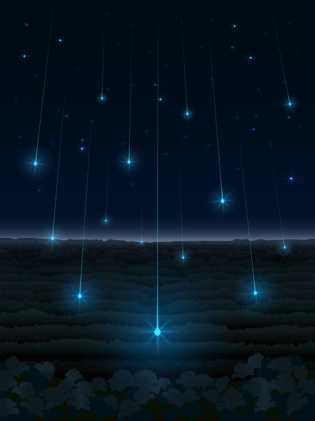 夜景观与流星图片下载