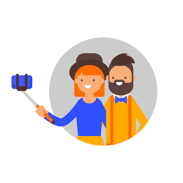 一对夫妇自拍的矢量插图图片下载