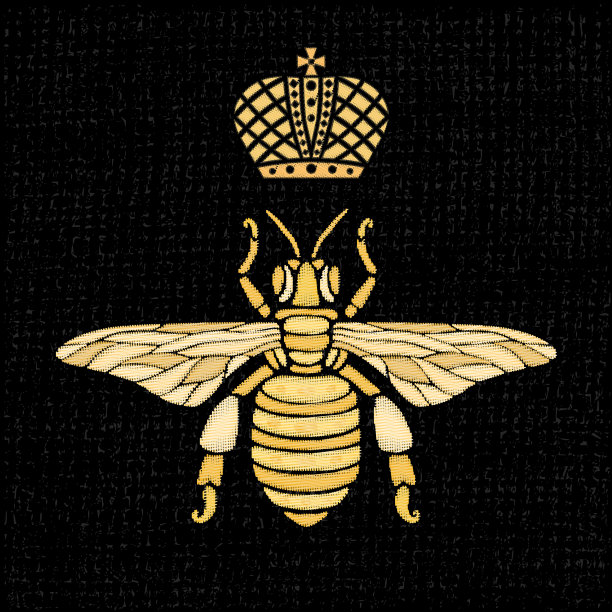 刺绣虫冠棕榈叶，花，鸟，贴画艺术。时尚金色补丁模板。图片下载