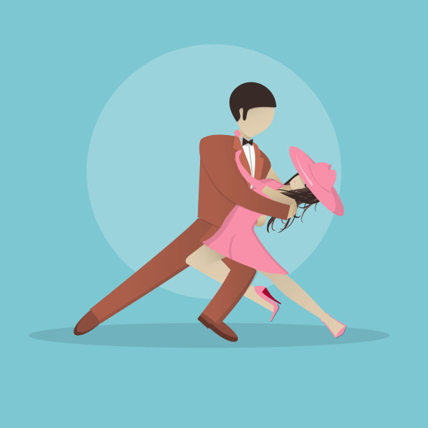 一对女孩和男孩在跳探戈矢量舞图片下载