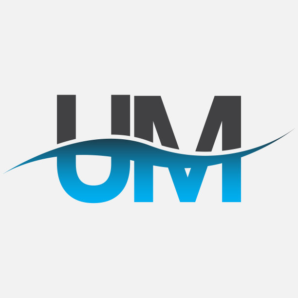 首字母标志型公司名称蓝色和黑色的勾形设计。图片下载