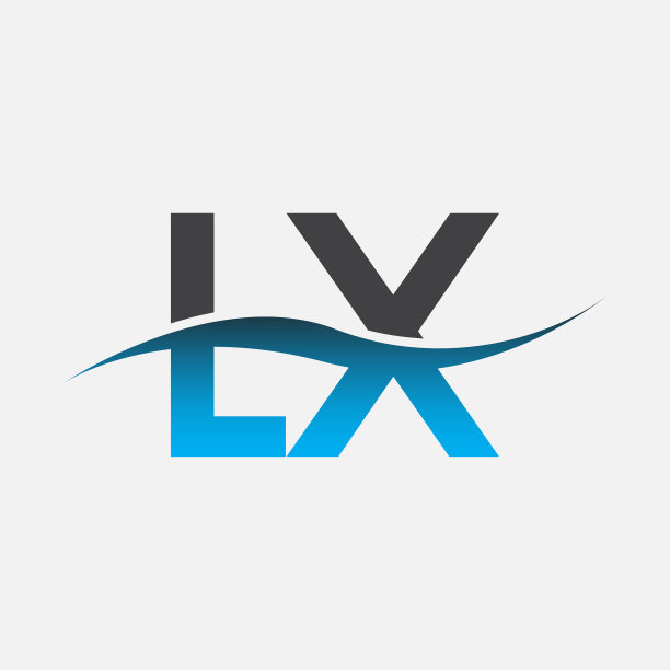 首字母标志型公司名称蓝色和黑色的勾形设计。图片下载