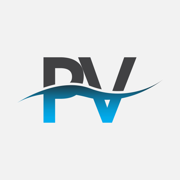 首字母标志型公司名称蓝色和黑色的勾形设计。图片下载