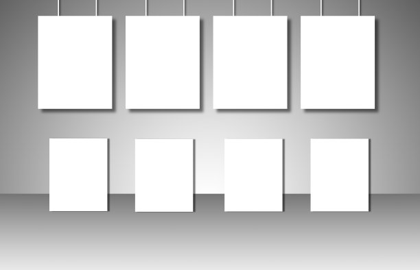 灰色背景上的空白白色海报图片下载