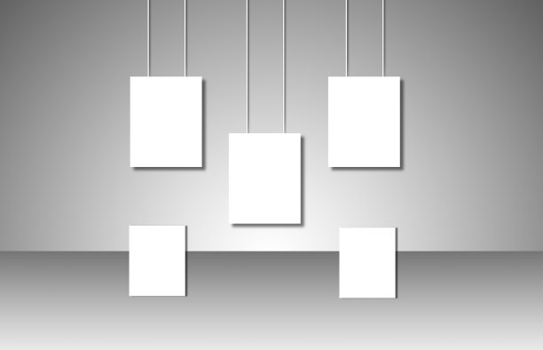 灰色背景上的空白白色海报图片下载