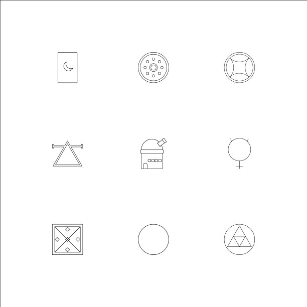 占星术轮廓矢量图标集图片下载