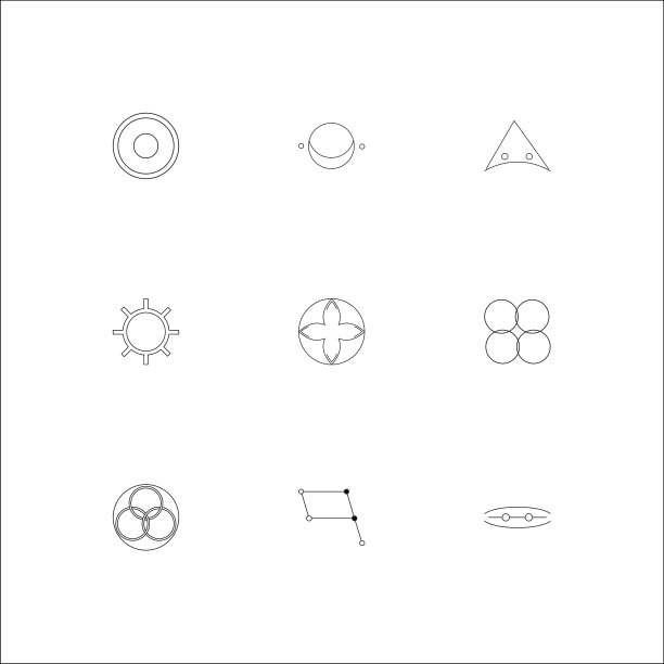 占星术轮廓矢量图标集图片下载