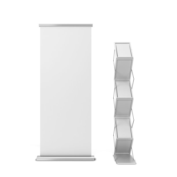 卷起横幅和宣传册架图片下载